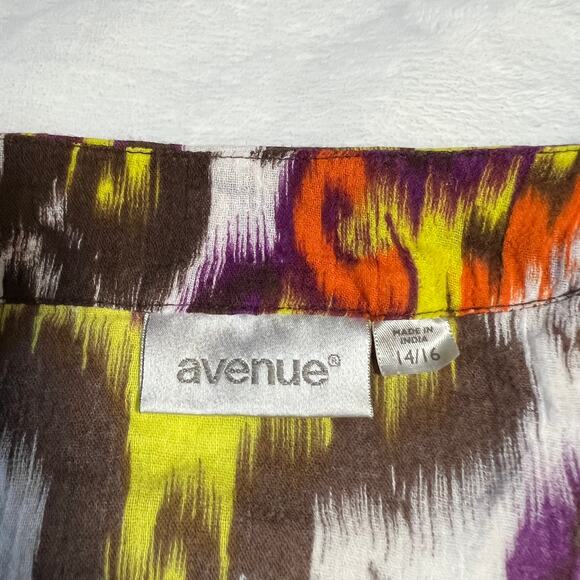 Avenue Sleeveless Aztec Print Blouse Size 14/16 Cotton Embroidered Boho Artsy - Picture 4 of 7